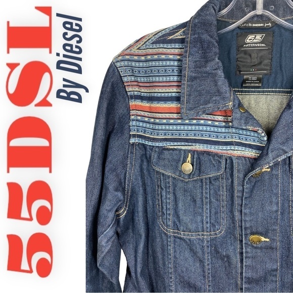 55 DSL BY DIESEL Vintage ‘90s 100% Cotton Southwest Embroidered Denim Jacket, S - Picture 3 of 9